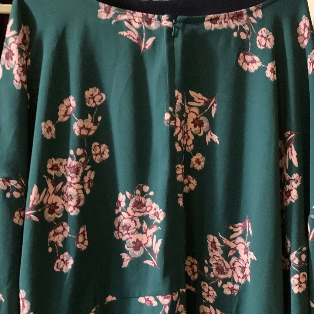 Leith Teal Floral Long-Sleeve Tunic with Pink Flowers. NWT. 3X - Picture 13 of 16